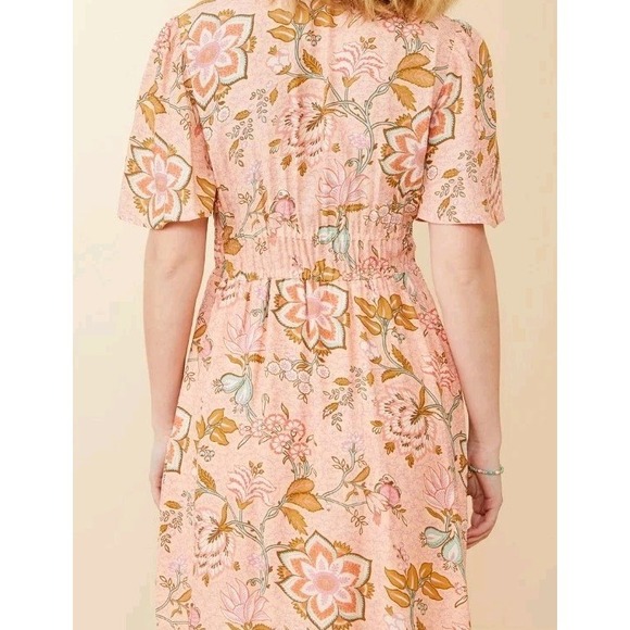 Spartina 449 Elayne Splitneck Dress Calm Waters Floral Cottagecore Beachy L - Picture 4 of 10